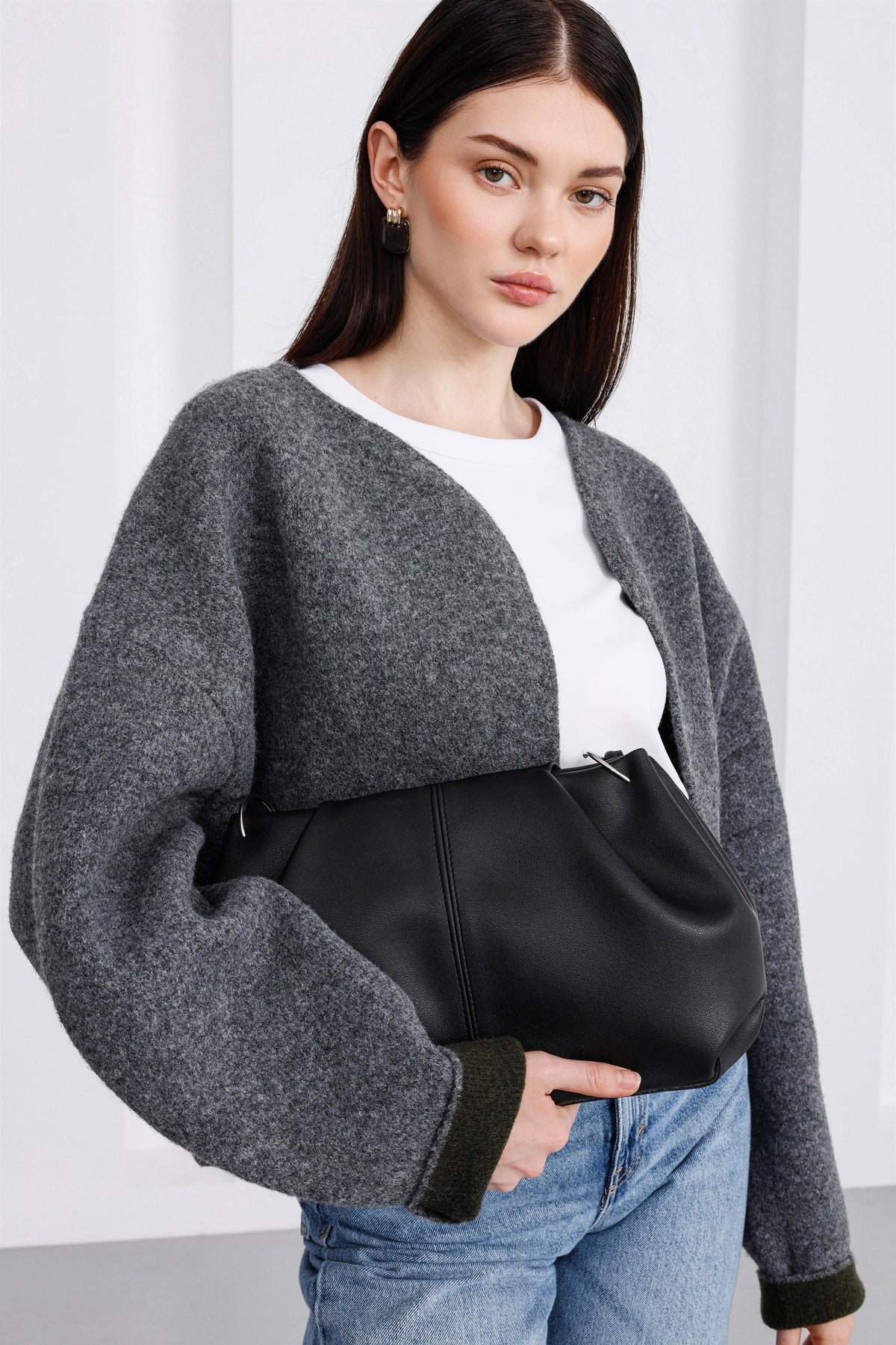 Casa Shoulder Bag with Tie Detail, Black