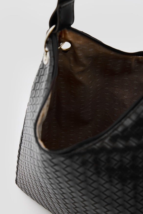Valerie Braided Shoulder Bag Black