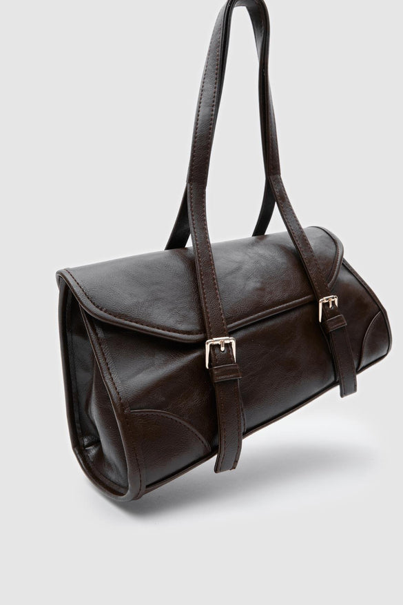 Lue Vintage Baguette  Bag Dark Coffee