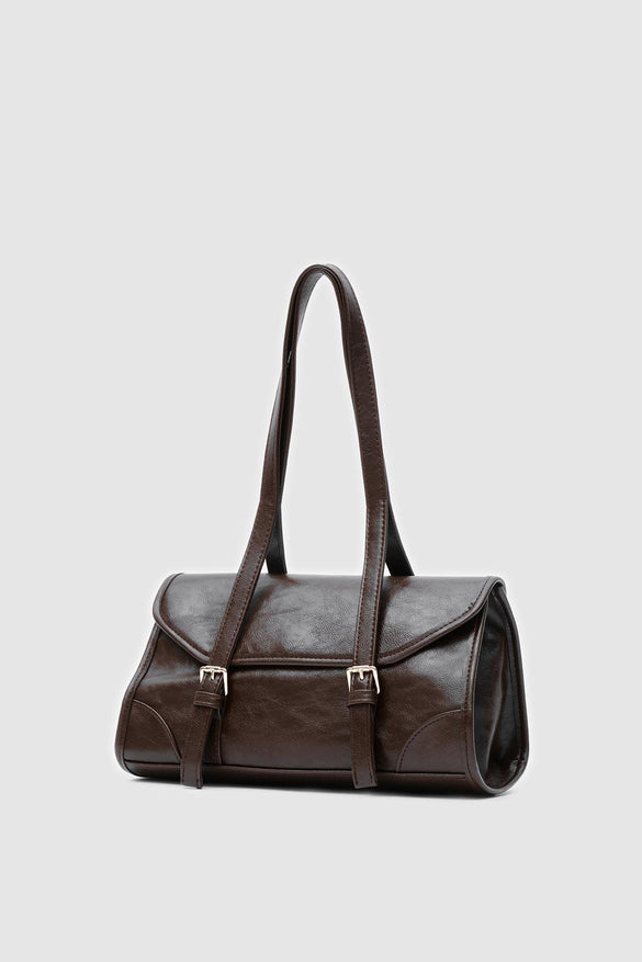 Lue Vintage Baguette  Bag Dark Coffee