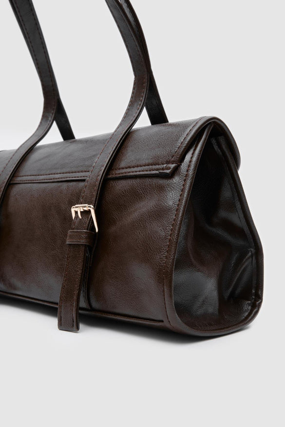 Lue Vintage Baguette  Bag Dark Coffee