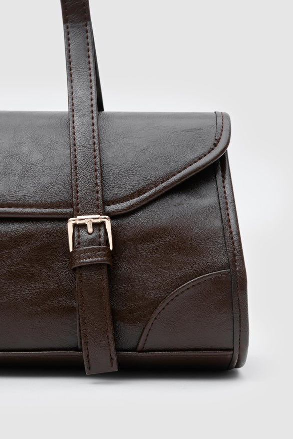 Lue Vintage Baguette  Bag Dark Coffee