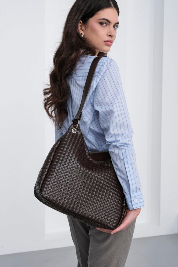 Valerie Braided Shoulder Bag Coffee