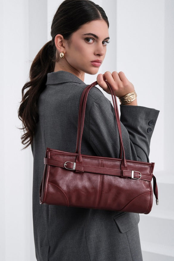 Vintage Baguette Bag Burgundy Color