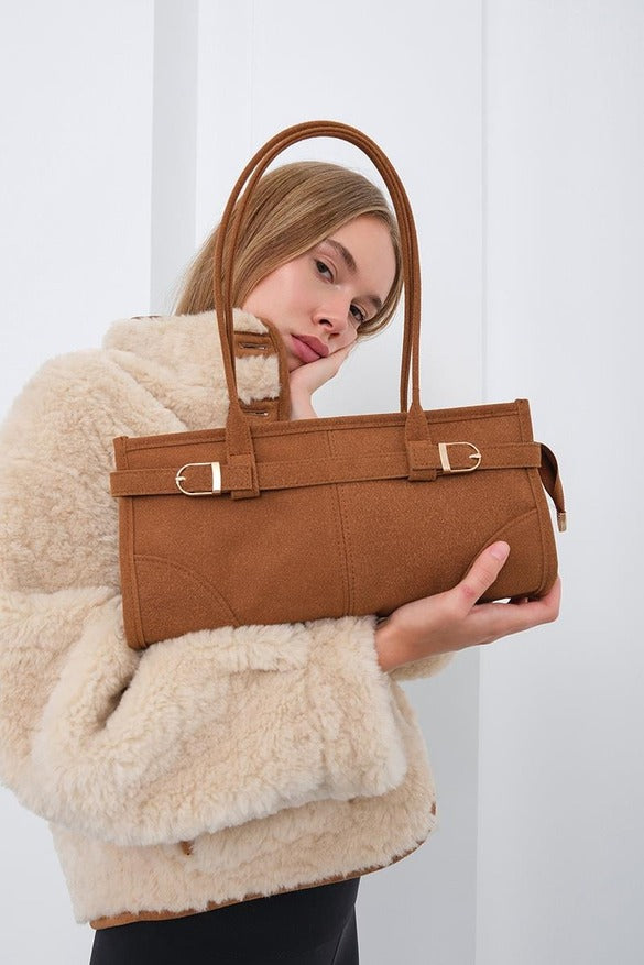 Vintage Suede Bag,Camel