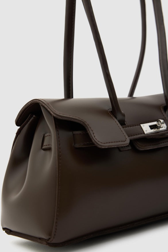 Lockable Baguette Bag, Brown