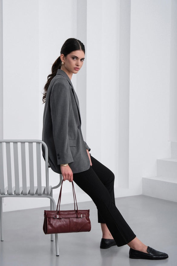 Vintage Baguette Bag Burgundy Color