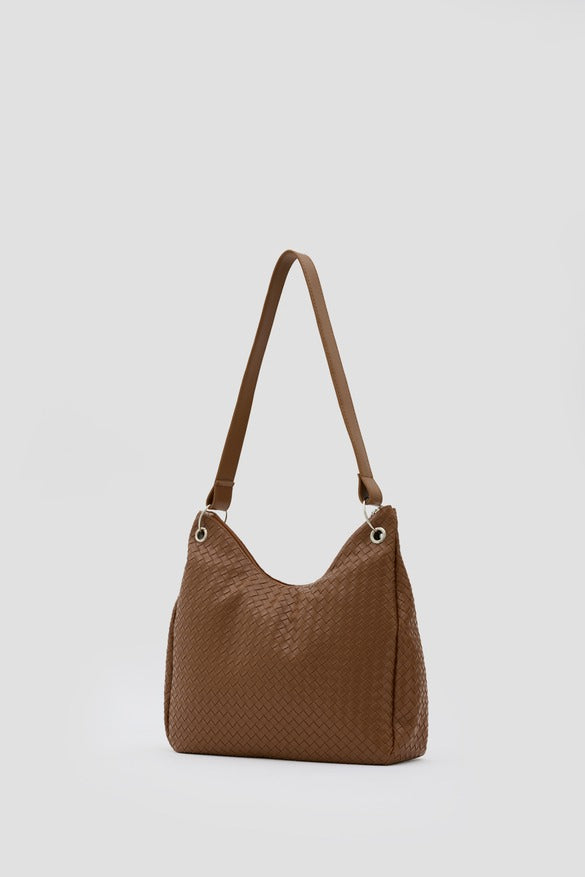 Valerie Braided Shoulder Bag, kamel