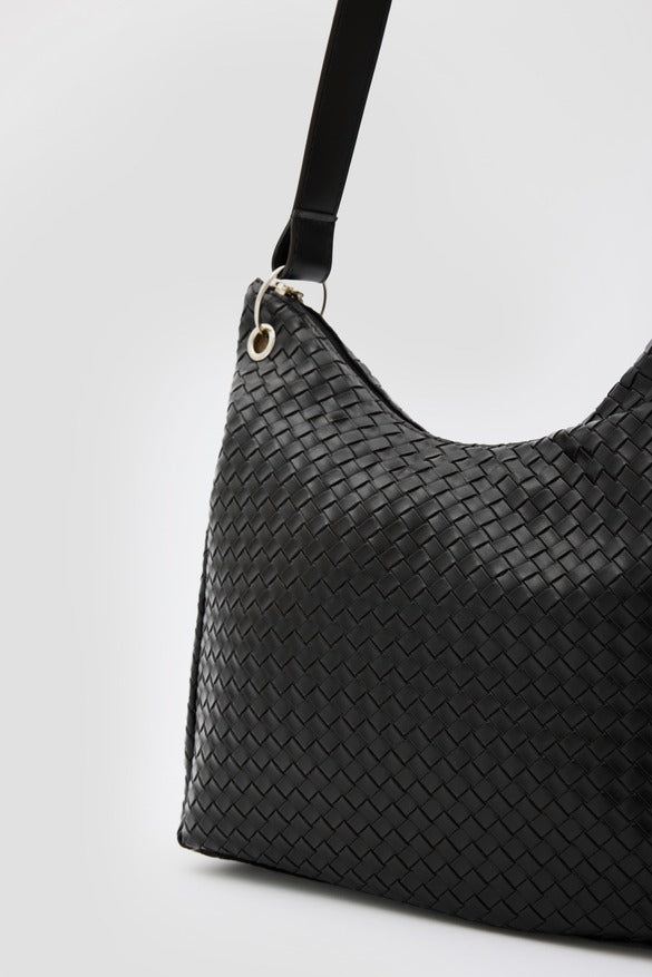 Valerie Braided Shoulder Bag Black